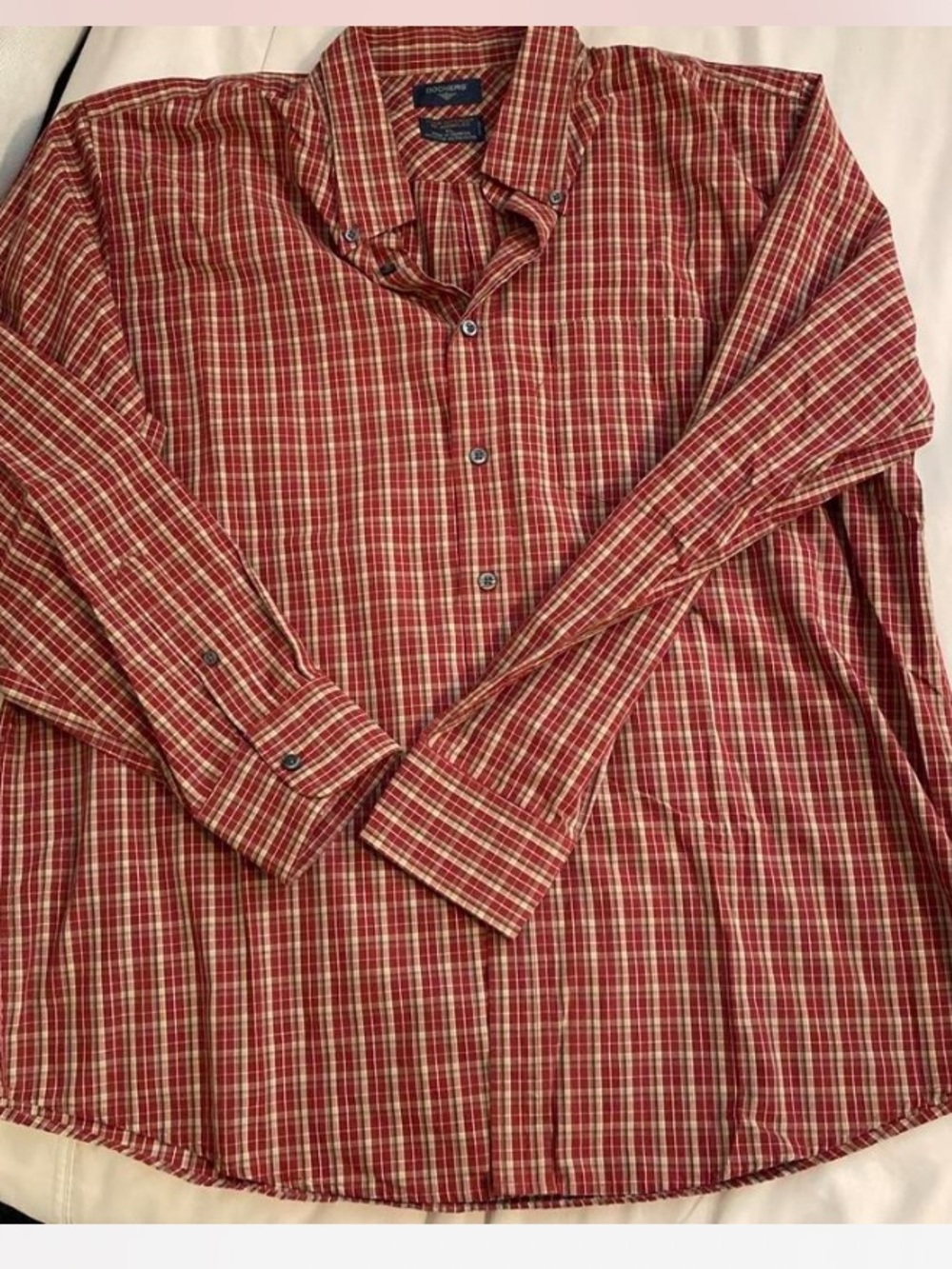 Dockers Red Plaid Long-Sleeve Button-Down Shirt Sz XL